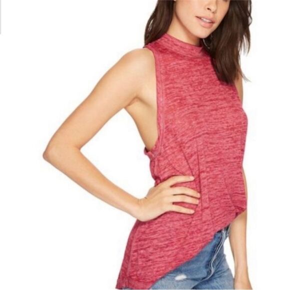 NWT Free People Brisbane Lightweight Racerback Mock Neck Tank Top Fuchsia XS - Picture 3 of 16